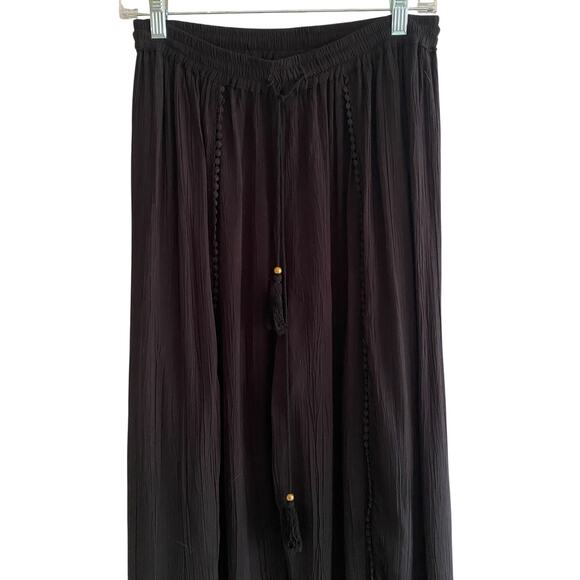 Angie Gauzy Black Pants Tassel Pull-On WhimsiGoth Forest Fairy Grunge Boho M L - Picture 3 of 12